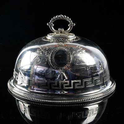 Antique Engraved Silver Plate Meat Dome