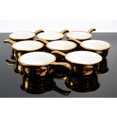 Eight Royal Worcester Gilt Ceramic Fireproof Ramekins