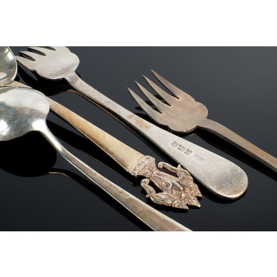 Boxed Set of Sterling Silver Teaspoons and a Boxed Set of Sterling Silver Entree Forks, Sheffield, 20th Century