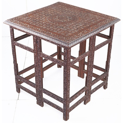 Vintage Indian Carved Folding Table