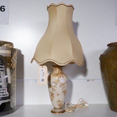 Vintage Porcelain Table Lamp with Floral Motif