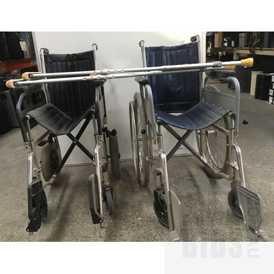 Glide Wheel Chairs And Pair Of Crutches - Lot Of Three