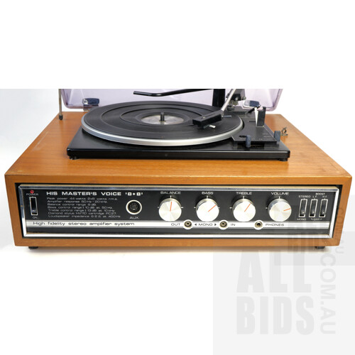 Vintage His Master's Voice '8+8' High Fidelity Stereo Amplifier System and Pair of Passive Speakers