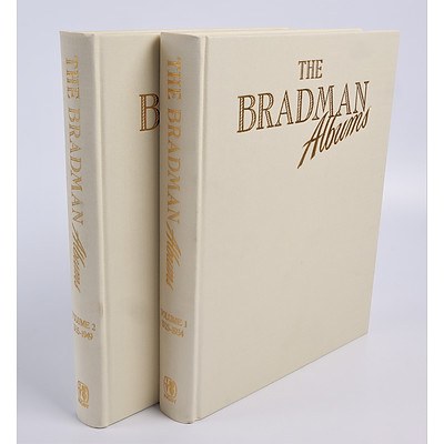 Signed Sir Donald Bradman, The Bradman Albums Vol I-II, Rigby, Sydney, 1987, Cloth Bound Hardcovers in Slip Case with Two Signatures in each Volume