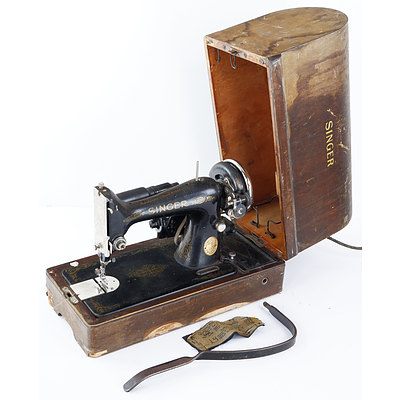 Electric Singer Sewing Machine in Wooden Case