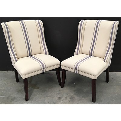 Cream Striped Fabric Occasional Chair - Lot Of Two