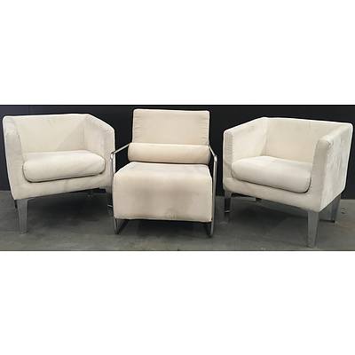 Cream MicroSuede Occasional Chair - Lot Of Three
