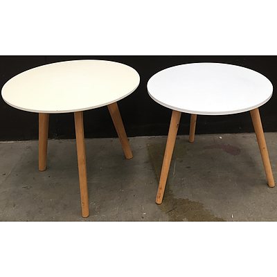 White Timber Painted MDF Occasional Table  - Lot Of 2