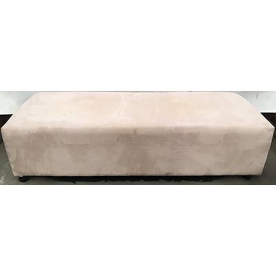 Light Beige Micro Suede Ottoman And Polished Concrete Table - Lot Of Two