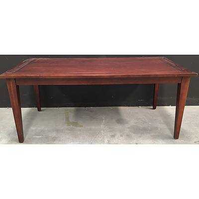 Stained Mahogany Colour Timber Dining Table With Cutlery Drawers