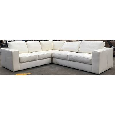 Freedom White Leather 3 Piece Corner Lounge Suite