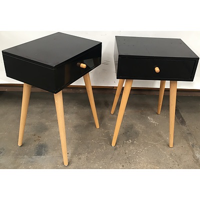 Contemporary Living Space Painted Black Side Tables - Lot Of Two