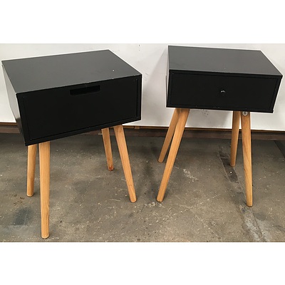Contemporary Painted Black Side Tables - Lot Of Two