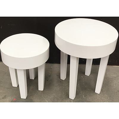 White Painted Side Tables - Lot Of Two