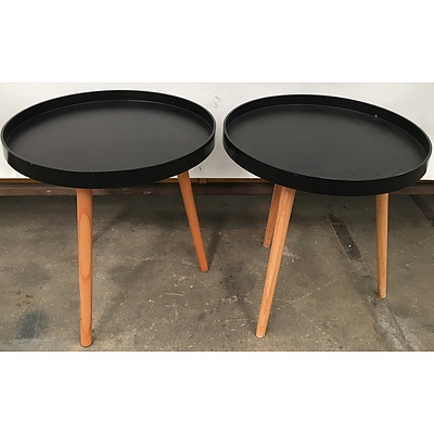 Contemporary Black Plastic Side Tables - Lot Of Two