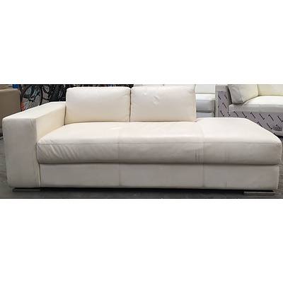 Freedom White Leather Chaise Style 2 Seat Lounge Suite
