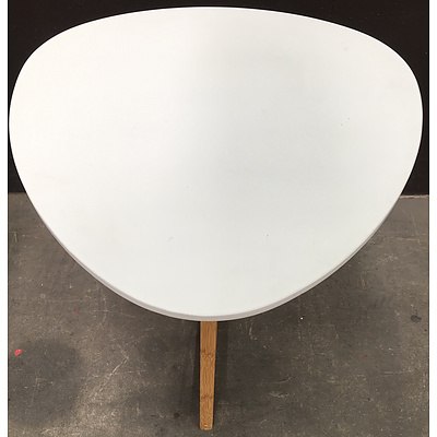 Contemporary White Side Tables - Lot Of Two