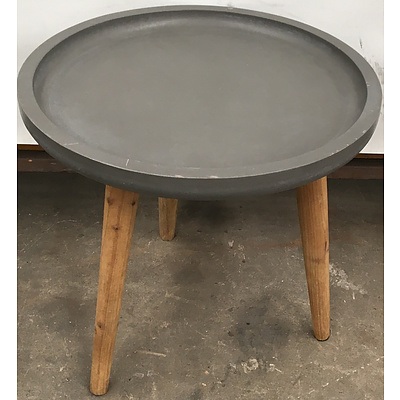 Rustic Polished Concrete Coffee Table, Polished Concrete Occasional Table, Composite Occasional Table - Lot Of Three
