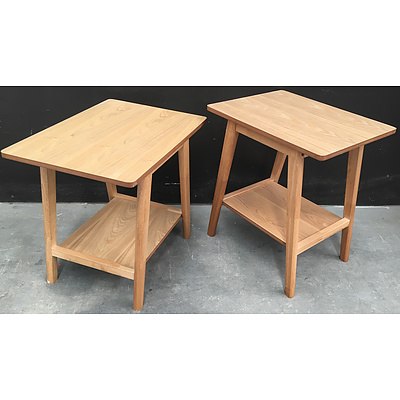 Timber Side Tables - Lot Of Two
