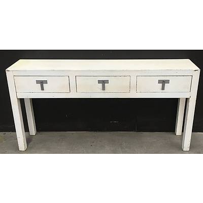 Rustic White Low Line Side Table