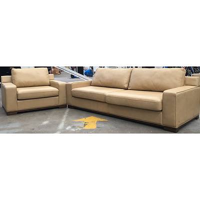 Freedom Beige Leather 2 Piece Lounge Suite