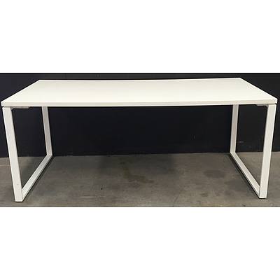 White Painted Timber Metal Framed Dining Table