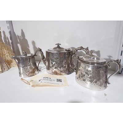 Vintage James Dixon Silverplate Teaset - Teapot, Sugar Bowl and Creamer