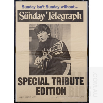 Framed Sunday Telegraph George Harrison Tribute Edition 2001 Newspaper Press Cover