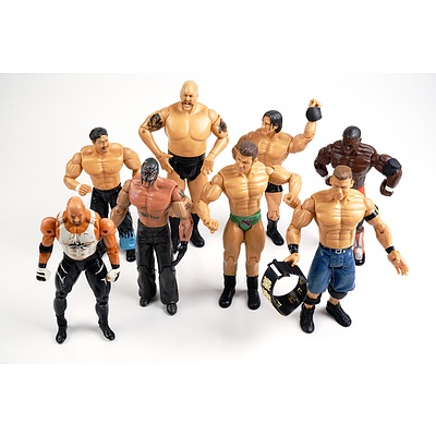 Eight Collectible WWE Movable Figurines including Andre the Giant (8)
