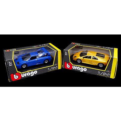 Two Boxed Burago 1:24 Diecast Models - Bugatti II GB and Lambourghini Murcielago (2)