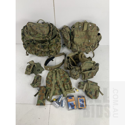 Assorted Army Webbing, 2 Backpacks, Accessories And More