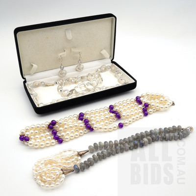 Freshwater and Moonstone Necklace and a Collection of Other Costume Jewellery