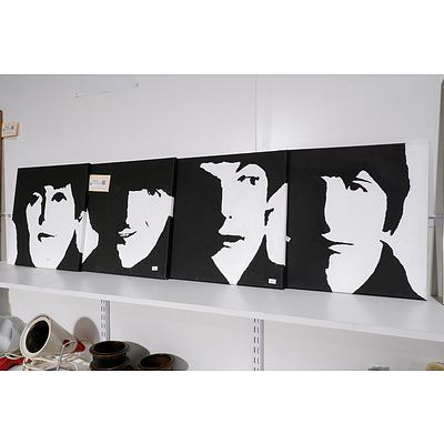 Set of Four Beatles Facial Silhouette Canvas Artworks