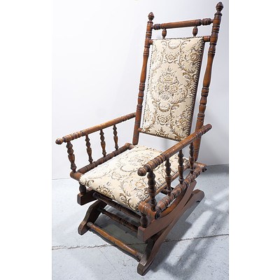 Vintage Dexter Rocking Chair with Patterned Fabric Upholstery
