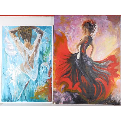 S. Hawkes, Two Paintings Featuring Dancers