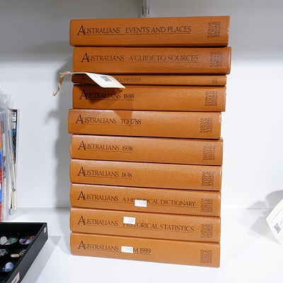 Set of 10 Australians A Historical Dictionary, Fairfax, Syme & Weldon Associates, Broadway, 1987, Hardcover