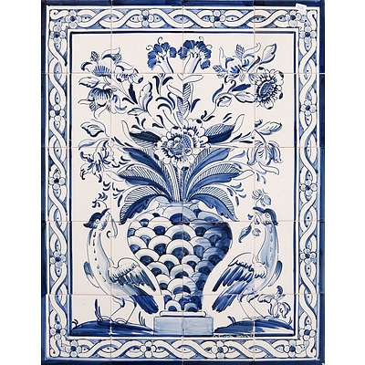 Portuguese Hand Painted Wall Mounted Tile Arrangement