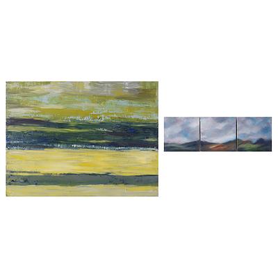 Bronwen Jones, New Ground Light 1,2, & 3, Oil on Canvas, Together with Another Abstract Painting (2)