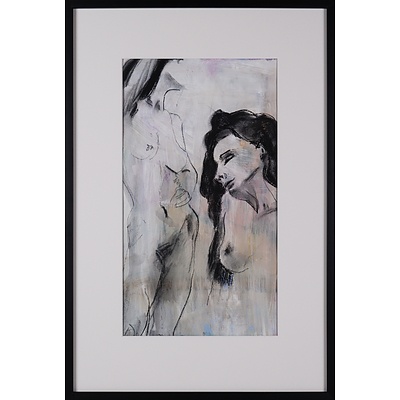 Two Framed Figure Studies (2), Mixed Media on Paper