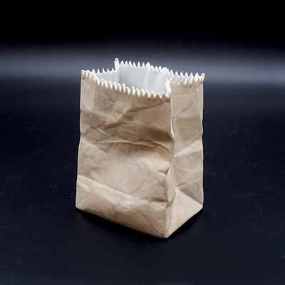 Ceramic Paper Bag Vase, Similar to Tapio Wirkkala Vase for Rosenthal