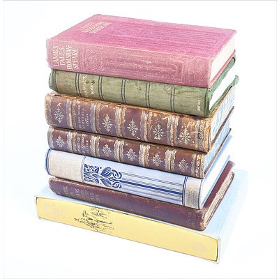 LATE ADDITION Quantity of Seven Books Including Six Antique Volumes Including Two Rudyard Kipling Novels and Lambs Shakspeare
