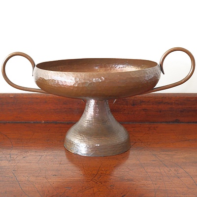 Arts and Crafts DMC Hammered Copper Twin Handled Urn