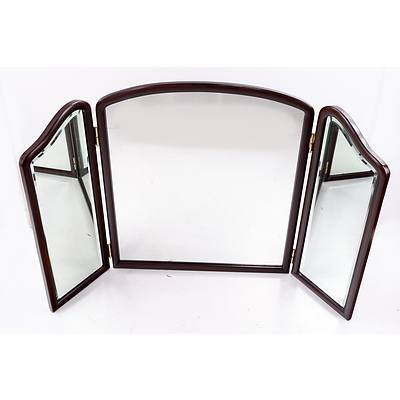 Vintage Mahogany Trifold Dressing Mirror