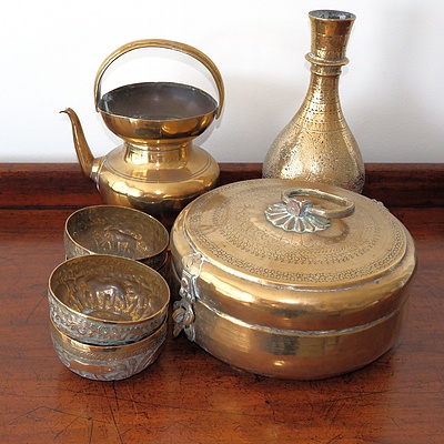Collection of Indo Persian Engraved Brassware
