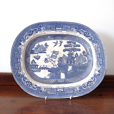 Antique SB & S Willow Pattern Serving Dish