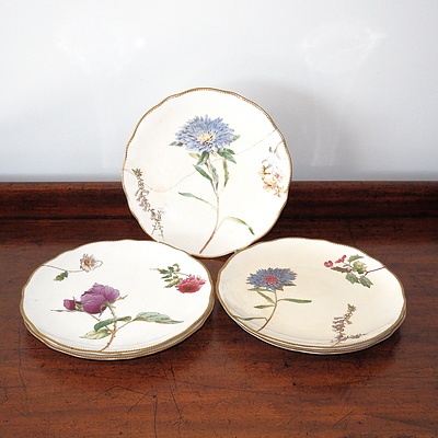 Five Antique Powell Bishop & Stonier Hand Painted Plates