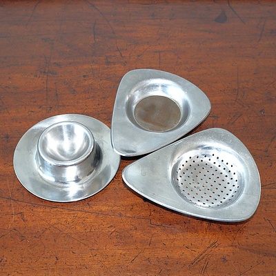Danish Stainless Steel Eggcup and German WMF Tea Strainer