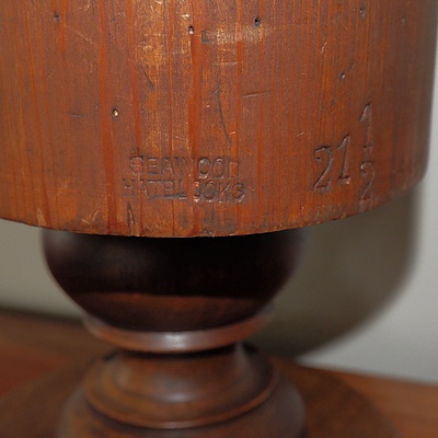 Antique Hat Block, Engraved Seawood 21 1/2