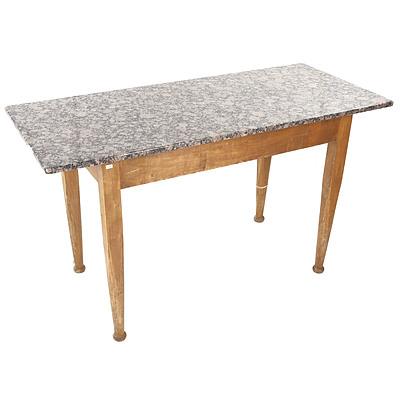 Rustic Pine Outdoor Table with Granite Top