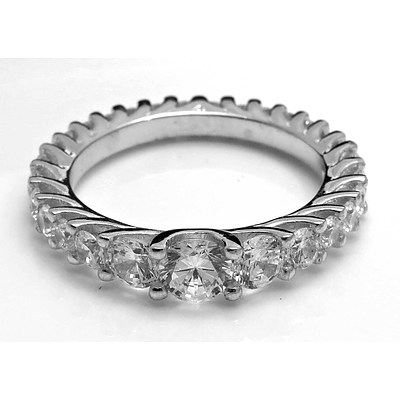 Sterling Silver Ring - Set With Round Brilliant-Cut Cz Simulated Diamonds